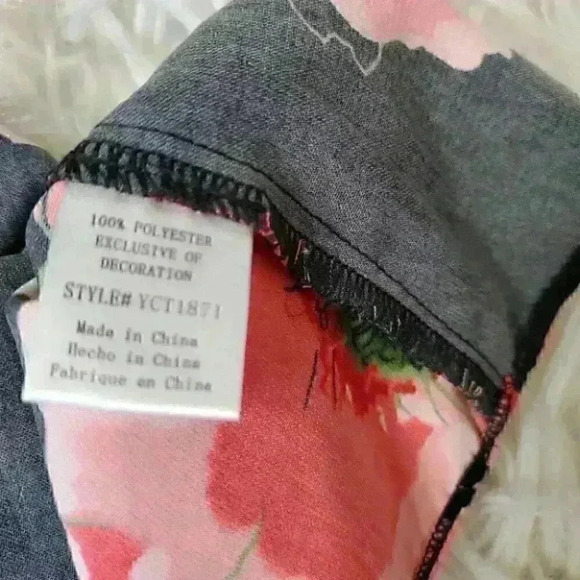 Joyce cropped tank top black and pink floral size medium Y2k Style Cami - Picture 6 of 9